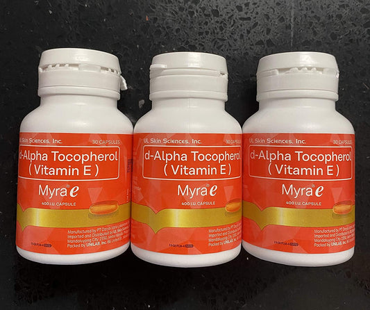 90 Capsules Myra E 400 IU Vitamin E d-Alpha Tocopherol