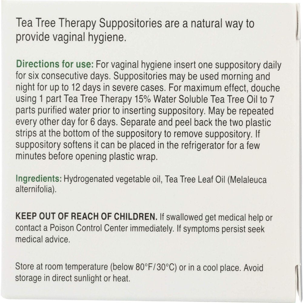 Tea Tree Therapy Vaginal Suppositories with Oil, 6 Count