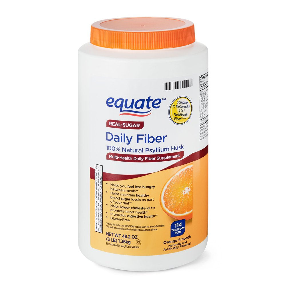 Equate Multi-Health Daily Fiber Supplement, Orange Flavored Powder, Value Size (48.2 Oz)