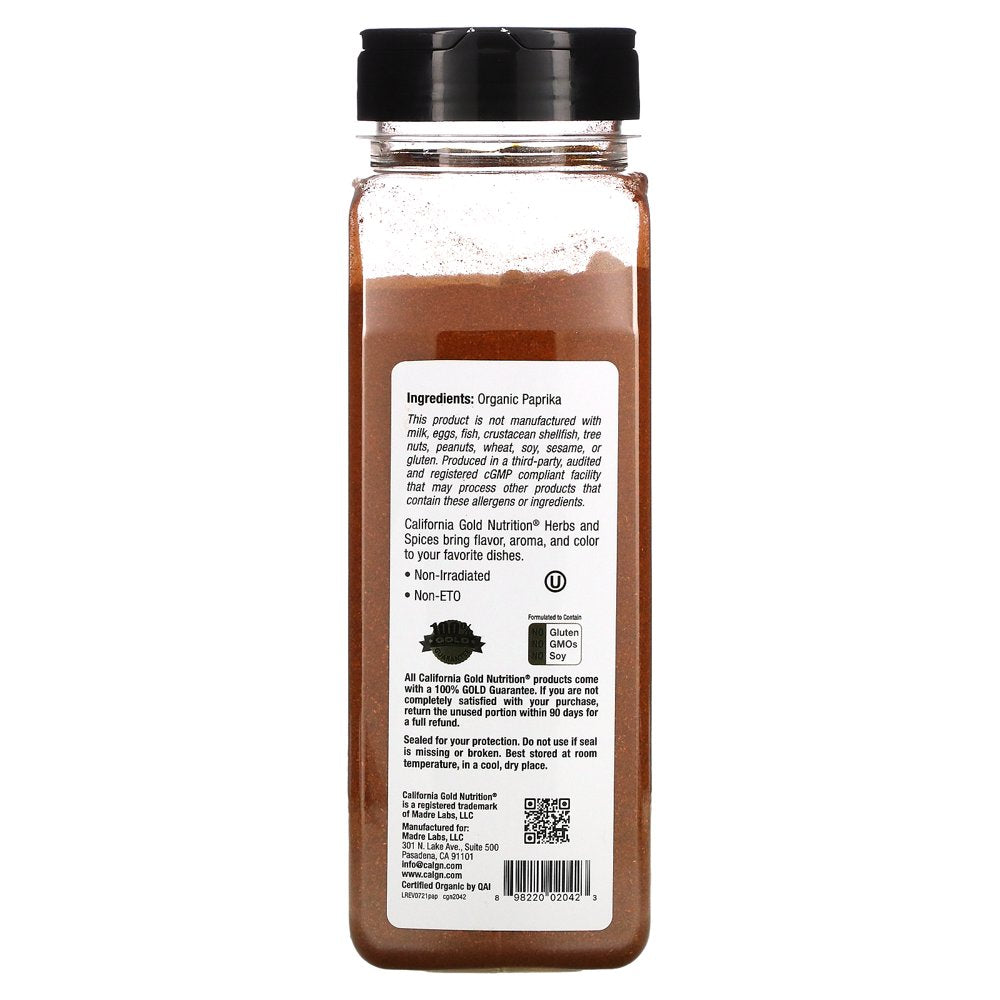 California Gold Nutrition FOODS - Organic Paprika, Ground, 19 Oz (538 G)
