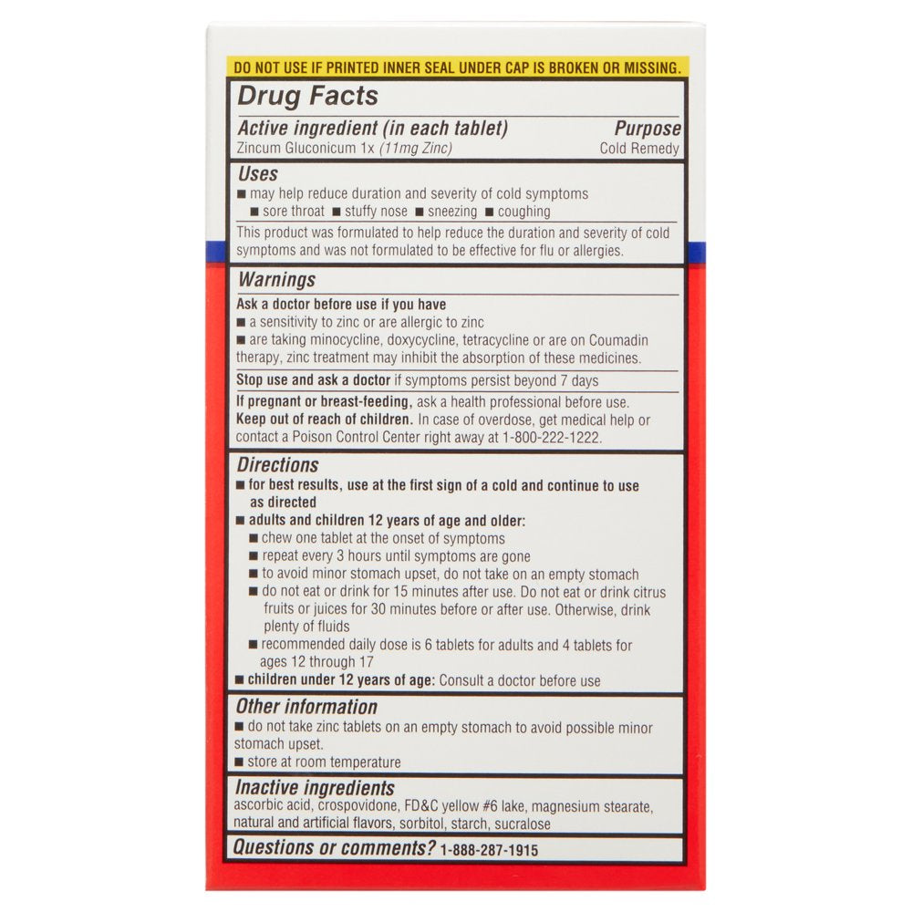 Equate Zinc Chewable Tablets, Citrus Flavor, 25 Count