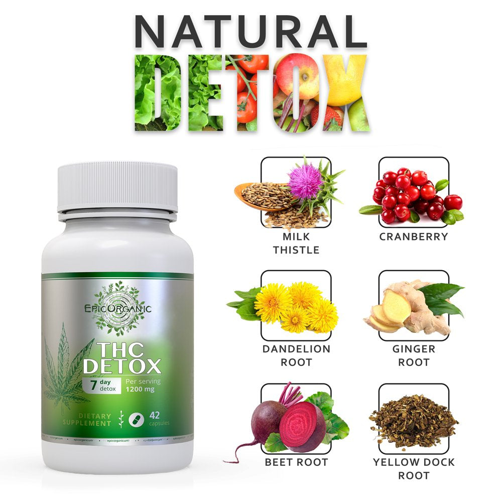 Epic Organic 7 Day THC Detox Cleanse, Fast Acting, Full Body Detoxifying Strength,Urinary Tract Cleanse, Bladder Function and Digestive System Cleanse, Liver Detox (42 Capsules)