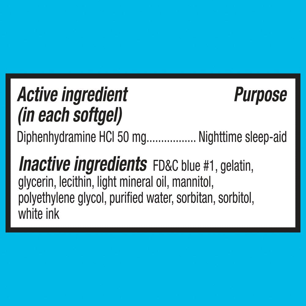 Equate Maximum Strength Diphenhydramine Hcl Sleep-Aid Softgels, 50 Mg, 100 Count