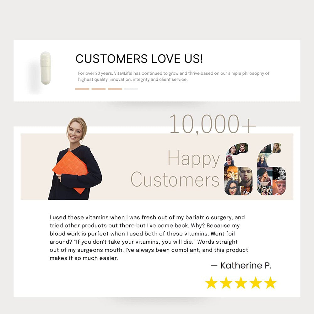 Calcium Malate Chelate plus Vitamin D3 - Vita4Life Bariatric Supplement Formula - 260 Count