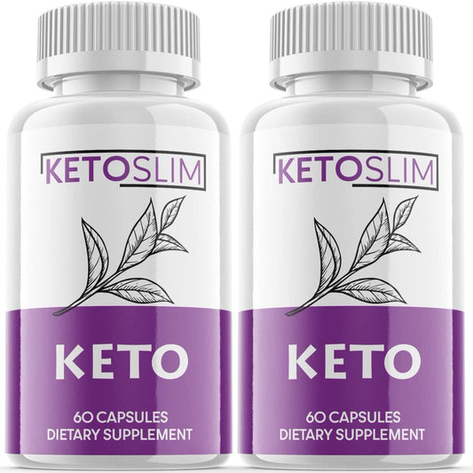 (2 Pack) Keto Slim - Keto Weight Loss Formula - Energy & Focus Boosting Dietary Supplements for Weight Management & Metabolism - Advanced Fat Burn Raspberry Ketones Pills - 120 Capsules - Nutricity.com.au
