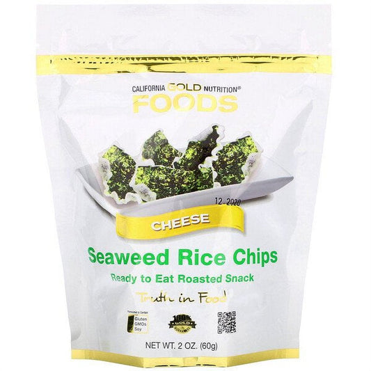 California Gold Nutrition, Seaweed Rice Chips, Cheese, 2 Oz Pack of 3