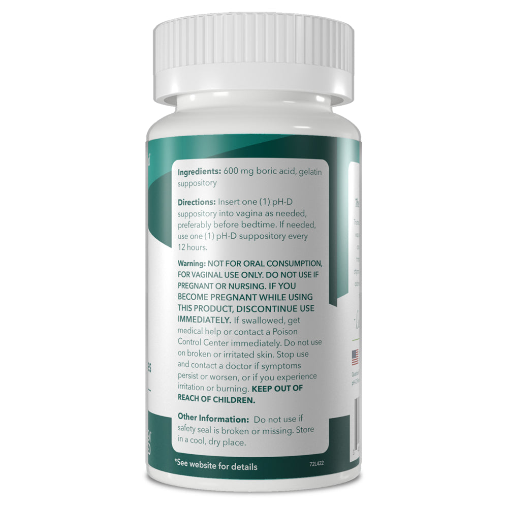 Ph-D Feminine Health, Boric Acid Vaginal Suppositories, 72 Count
