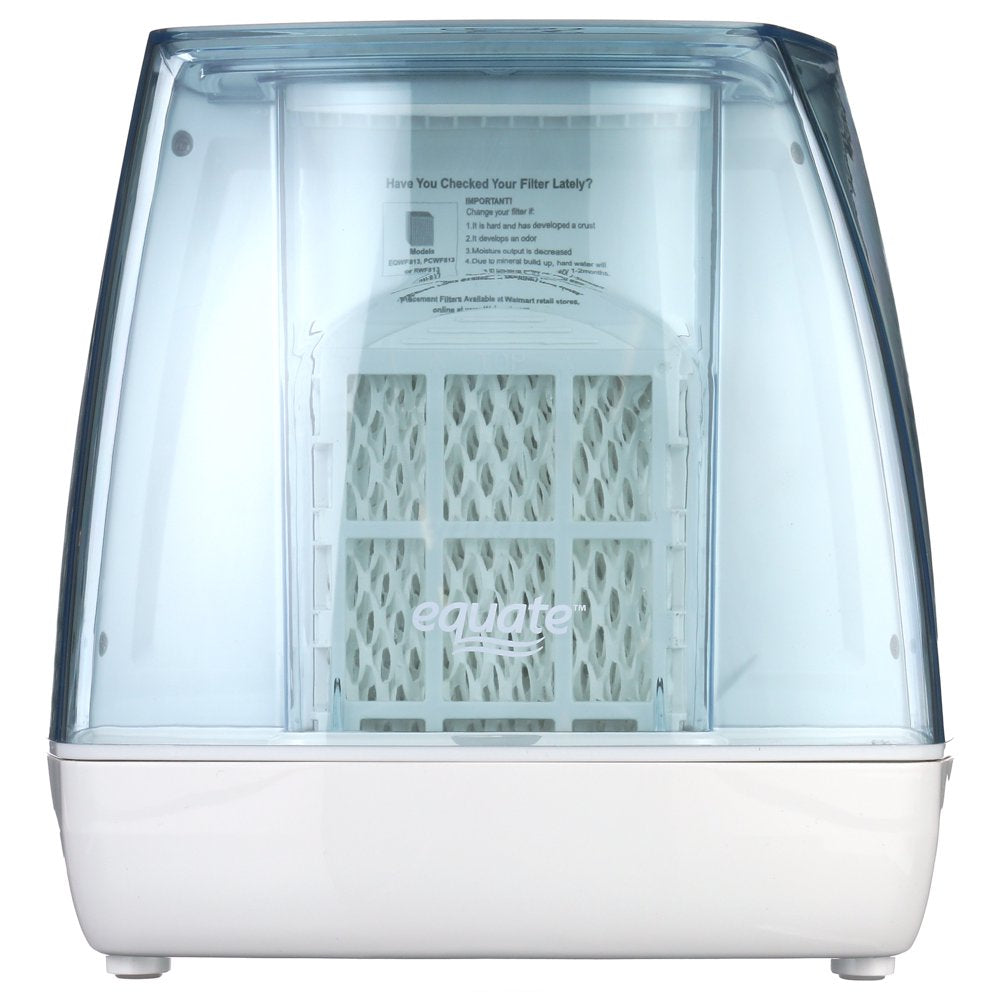 Equate 1.1 Gallon 250 Sq Ft Invisible Cool Mist Humidifier, White & Blue