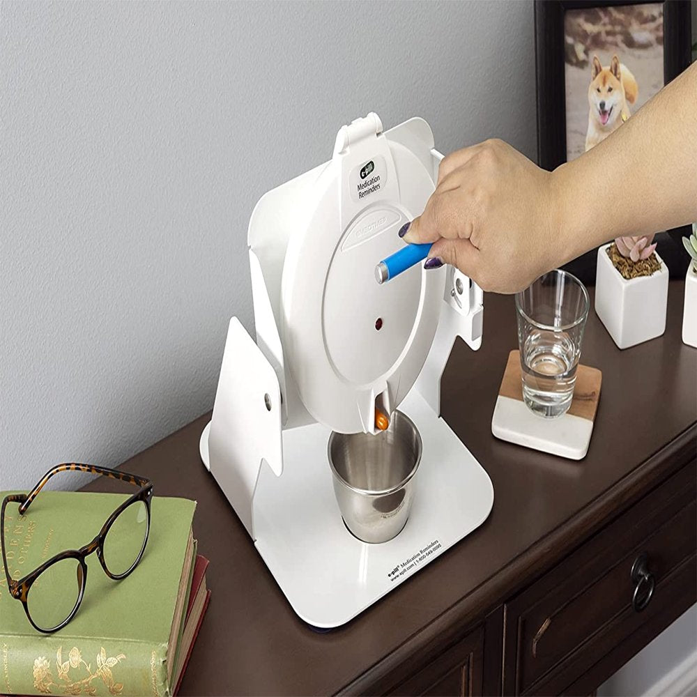 E-Pill Station - Locked Automatic Pill Dispenser with Tipper Base - White Lid