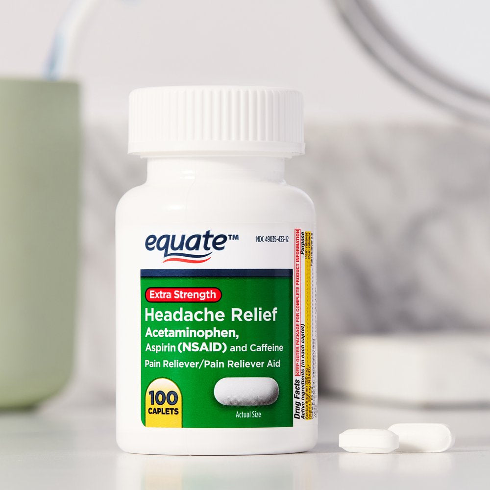 Equate Extra Strength Headache Relief Caplets, 250 Mg, 100 Count, Twin Pack
