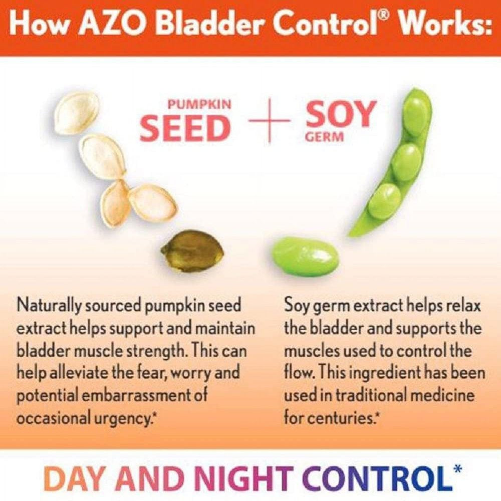AZO Bladder Control with Go-Less Daily Supplement, Helps Reduce Occasional Urgency* and Leakage†††, 72 Capsules