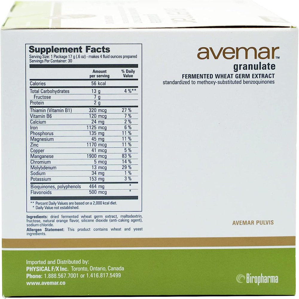 Avemar AWGE Fermented Wheat Germ Extract 30 Packets 510 G (18 Oz)