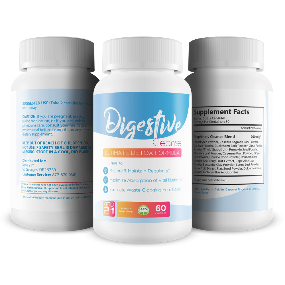 Digestive Cleanse - Ultimate Detox Formula - Restore and Maintain Regularity - Maximize Absorption of Vital Nutrients - Eliminate Waste Clogging Your Colon - Help Body Expel Toxins - 30 Servings