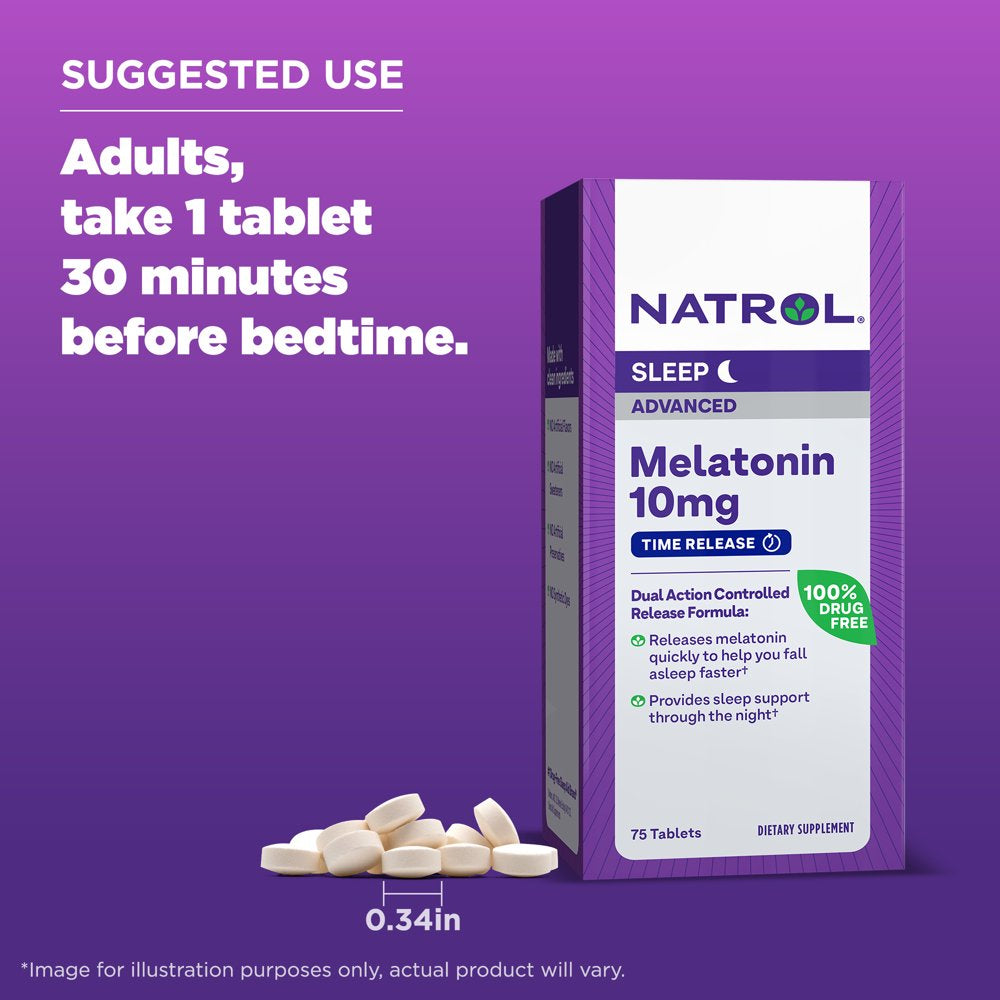 Natrol Melatonin Advanced Sleep Aid Time Release Tablets, Drug-Free, 10Mg, 75 Count