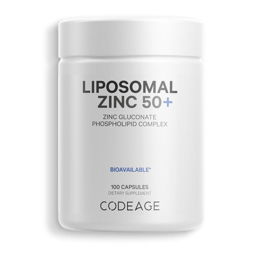 Codeage Liposomal Zinc, 3-Month + Supply, Zinc Gluconate Essential Mineral Vegan Supplement, Non-Gmo, 100 Ct