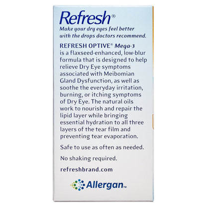 Refresh Optive Mega-3 Lubricant Eye Drops Preservative-Free Tears, 0.4 Ml, 30 Count