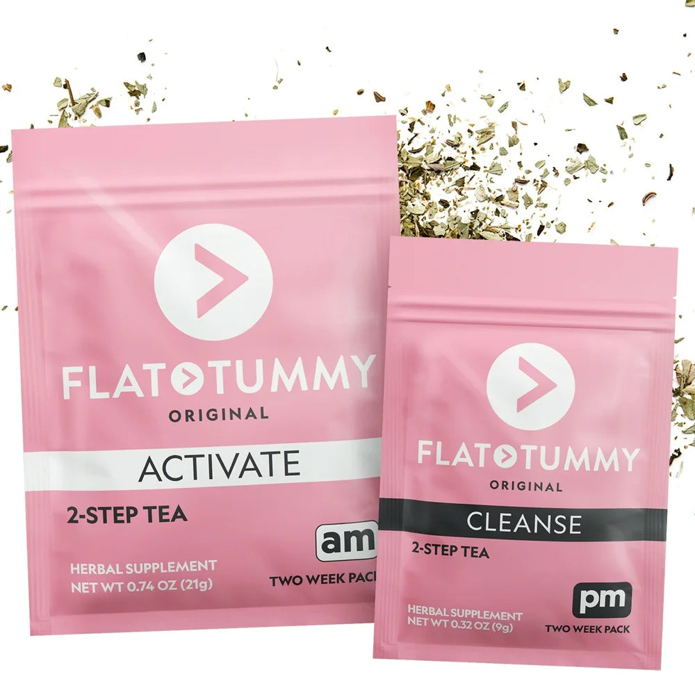 Flat Tummy 2-Step Detox Tea, 2 Week Program (20 Servings) – Detox Tea to Boost Energy, Speed Metabolism, Reduce Bloating - All Natural Detox Tea Cleanse W/ Green Tea, Dandelion, Fennel, & More