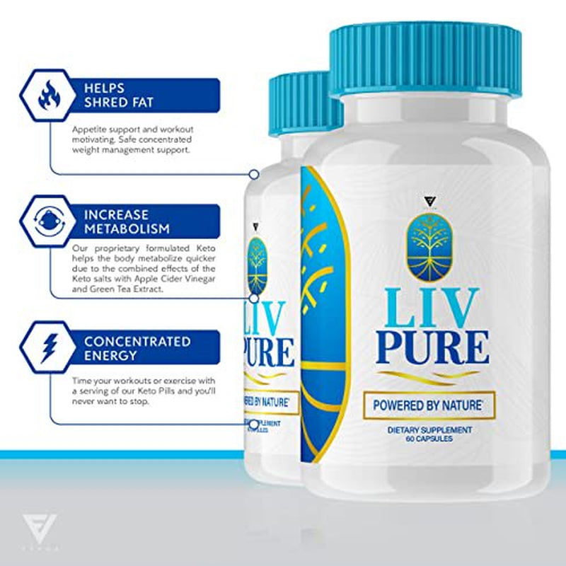 (3 Pack) Liv Pure Weight Loss Pills, Liv Pure Liver Detox Management Capsules Supplement, Livpure Advanced Formula Health Support - Live Pure Detox Stomach Cleanse Livepure (180 Capsules) - Nutricity.com.au