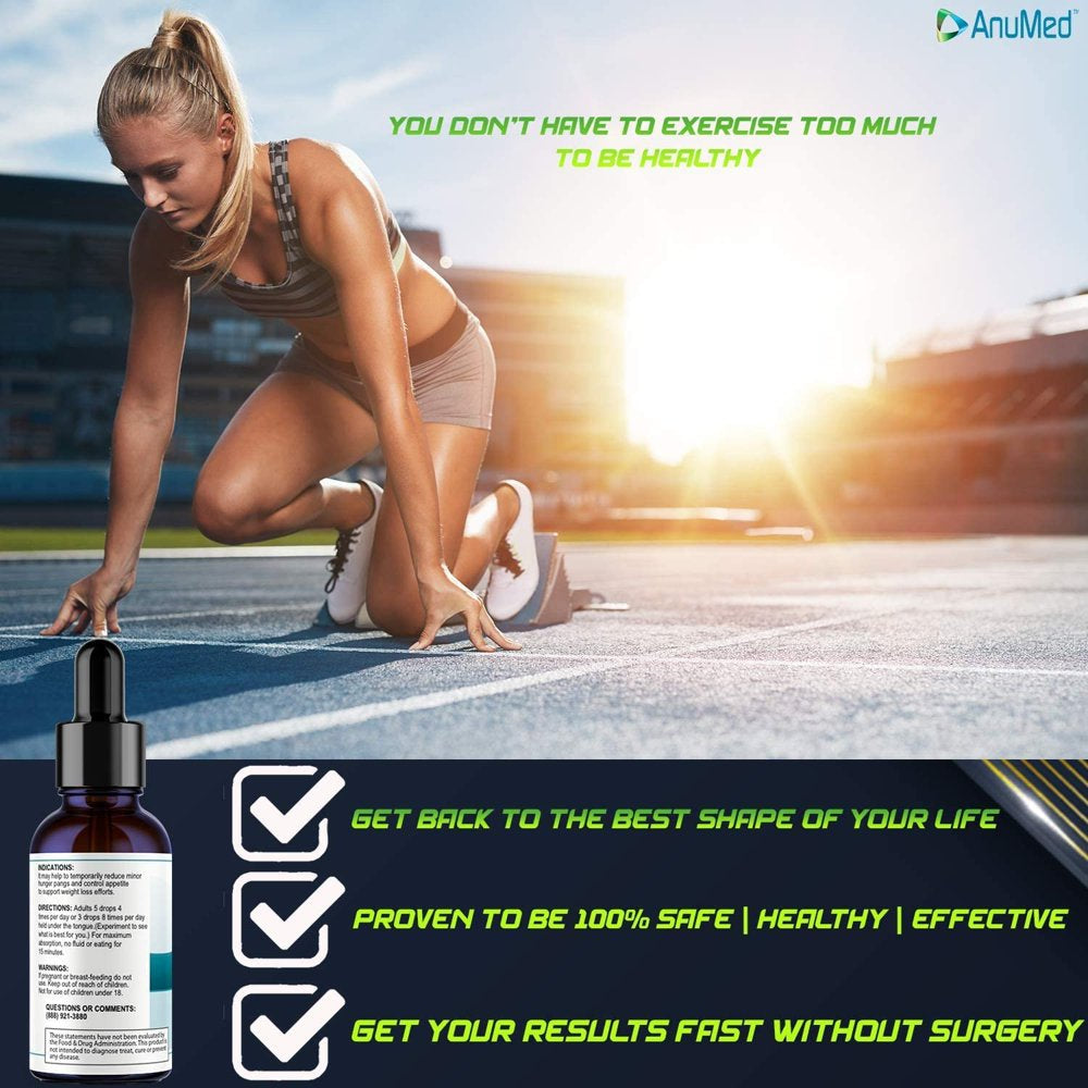 Anumed E-Drops Premium Fast Fat Burner Metabolism & Energy Booster Control Hunger Super Fast Transformation Healthy Weight Loss Drops All Natural Vegan & Keto-Friendly for Women & Men 2Oz