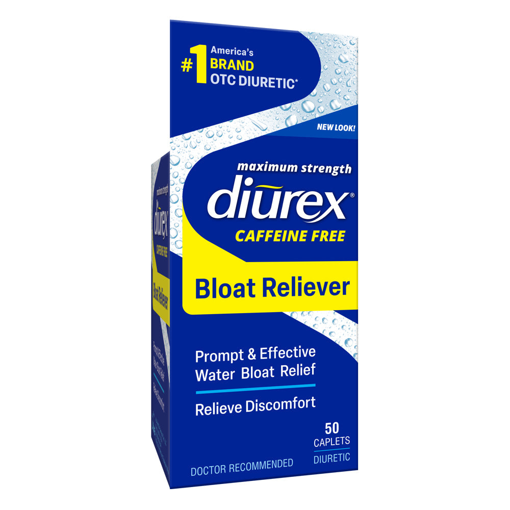 Diurex Caffeine Free Water Pills - Maximum Strength Caffeine Free Diuretic - Relieve Water Bloat, 50 Count