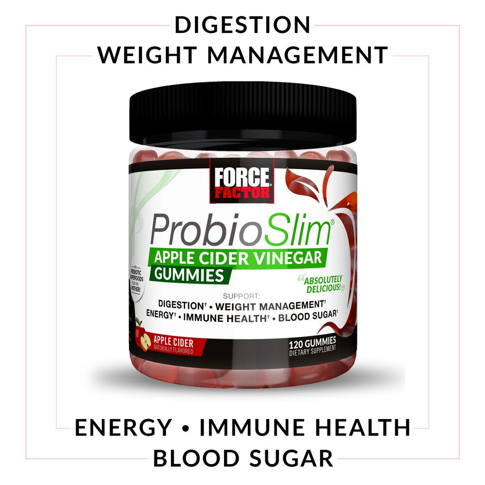 Force Factor Probioslim Apple Cider Vinegar Gummies, ACV Supplement for Weight Loss, 120 Gummies