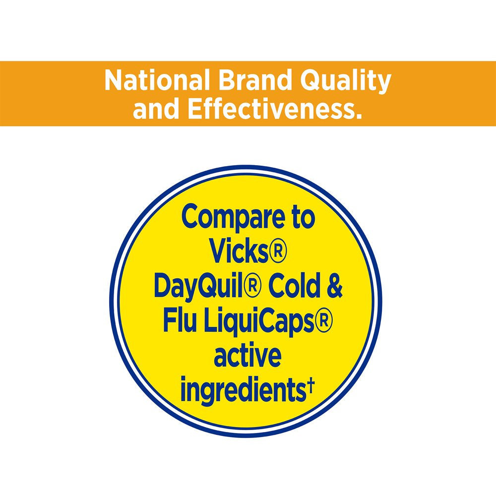 Equate Cold and Flu Multi-Symptom Relief Fever Reducer Throat Remedies Nasal Decongestant Gels, 24 Count