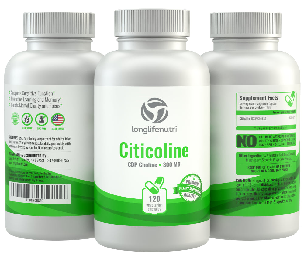 Citicoline CDP Choline 300Mg - 120 Vegetarian Capsules