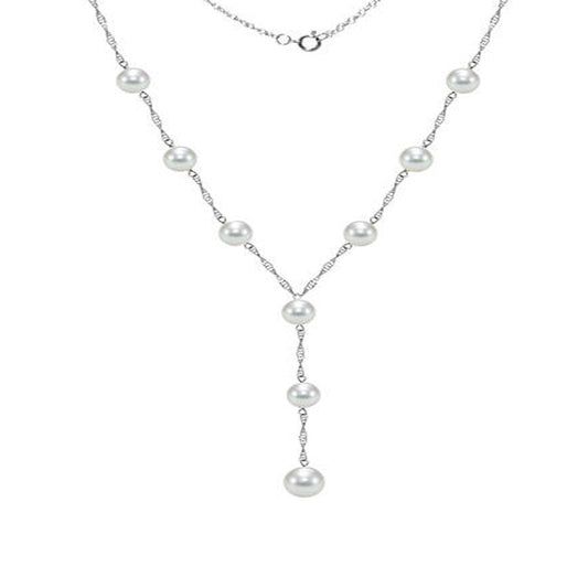 ADDURN 14Kt Gold 6-6.5Mm Akoya Pearl Stations Lariat Necklace, 18"