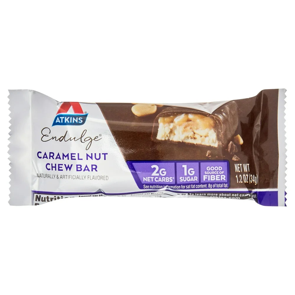Atkins Endulge Treat, Caramel Nut Chew Bar, Keto Friendly, 10 Ct (Value Pk)