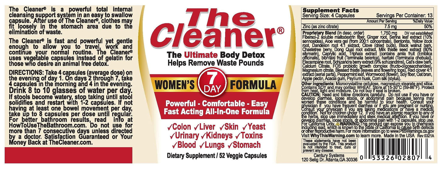 Century Systems the Cleaner 7-Day Women'S Formula -52 Capsules