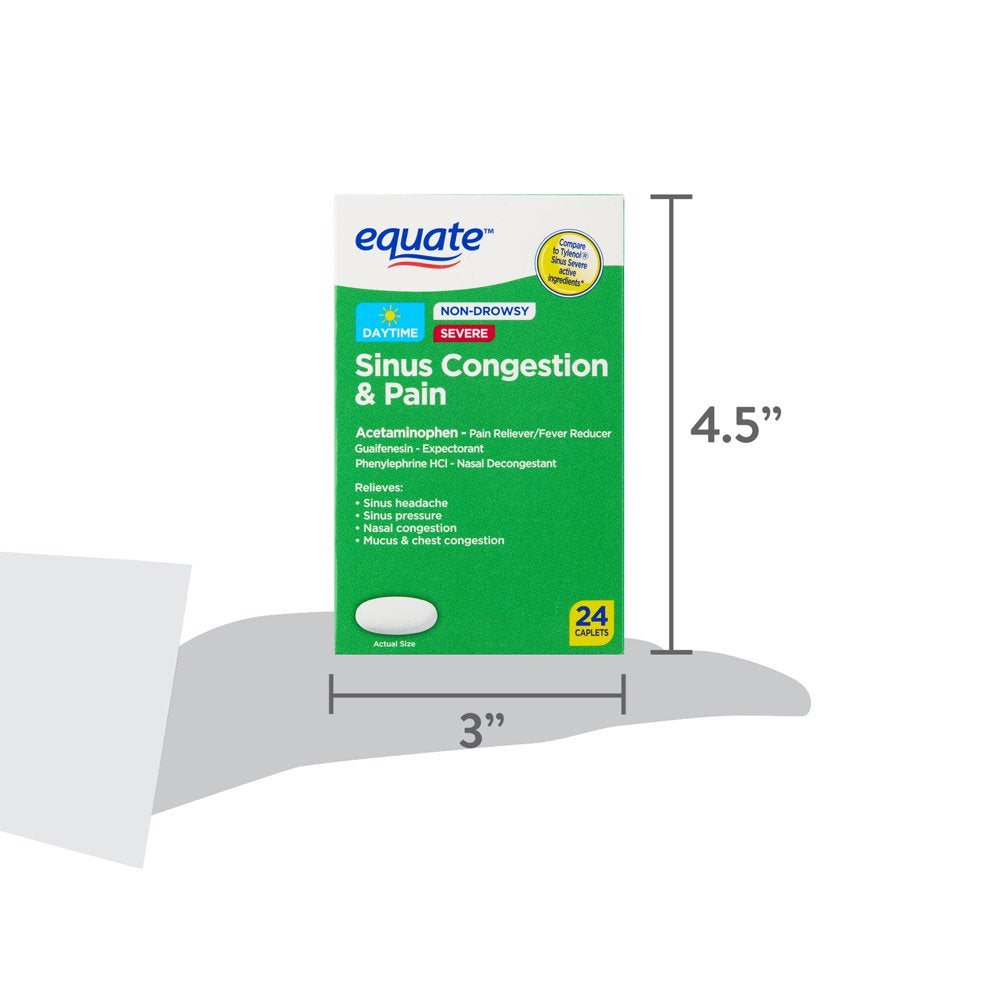 Equate Severe Sinus Congestion & Pain Acetaminophen Caplets 325Mg, 24 Count