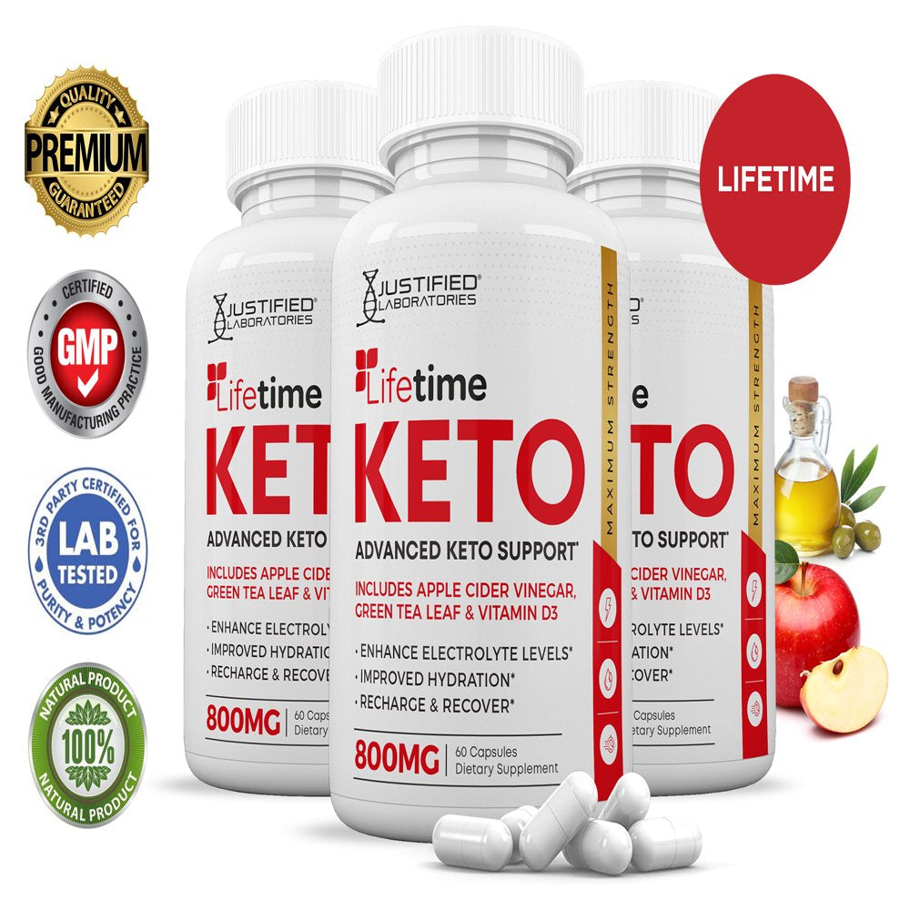(3 Pack) Lifetime ACV Pills 1275 MG Stronger than Gummies Advanced Keto Support 180 Capsules - Nutricity.com.au