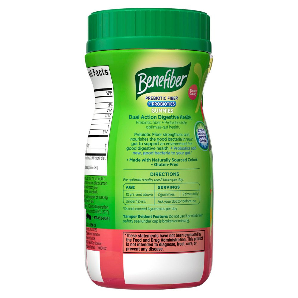 Benefiber Prebiotic Fiber Supplement Gummies for Digestive Health with Probiotics - 50 Count