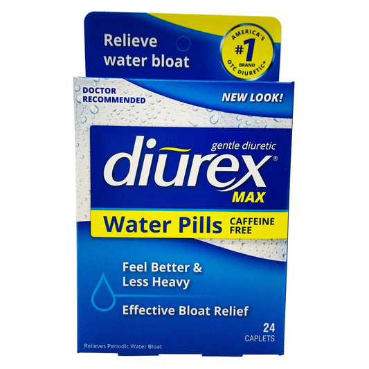 Diurex Max Water Pills - Maximum Strength Caffeine Free Diuretic - Relieve Water Bloat, 24 Count