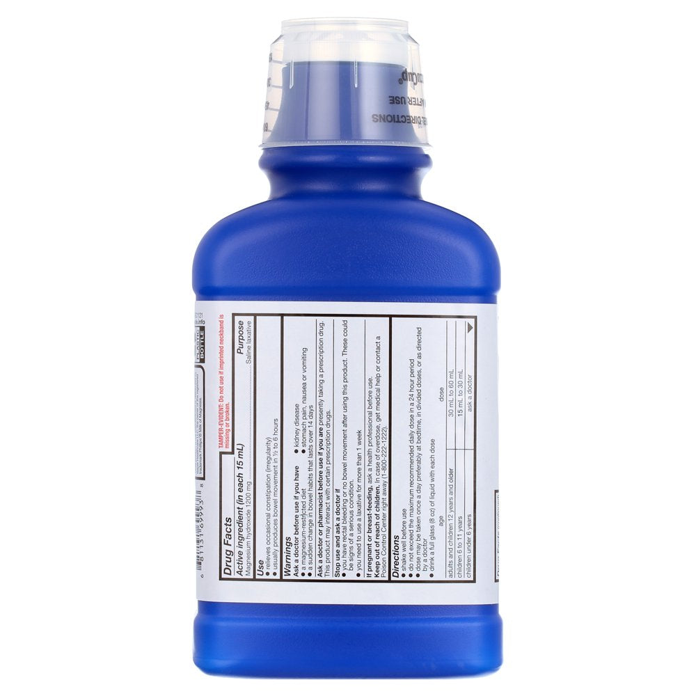 Equate Milk of Magnesia Saline Laxative, Original Flavor, 1200 Mg, 26 Fl Oz
