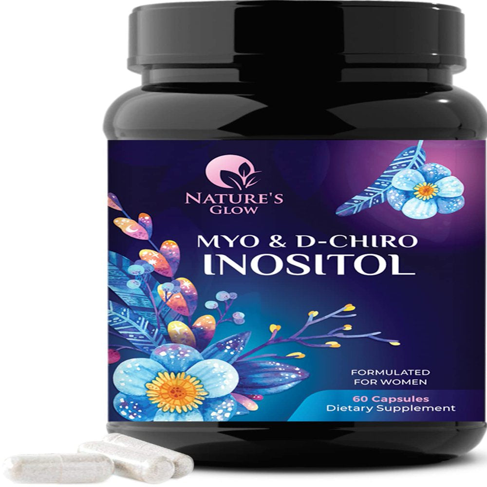 Myo-Inositol & D-Chiro Inositol, Premium 40:1 Ratio - 30 Day Supply, Vegan Ovarian Health & Hormone Support for Women, Myo Inositol Vitamin B8 Capsule, Inositol Blend Supplement - 60 Capsules