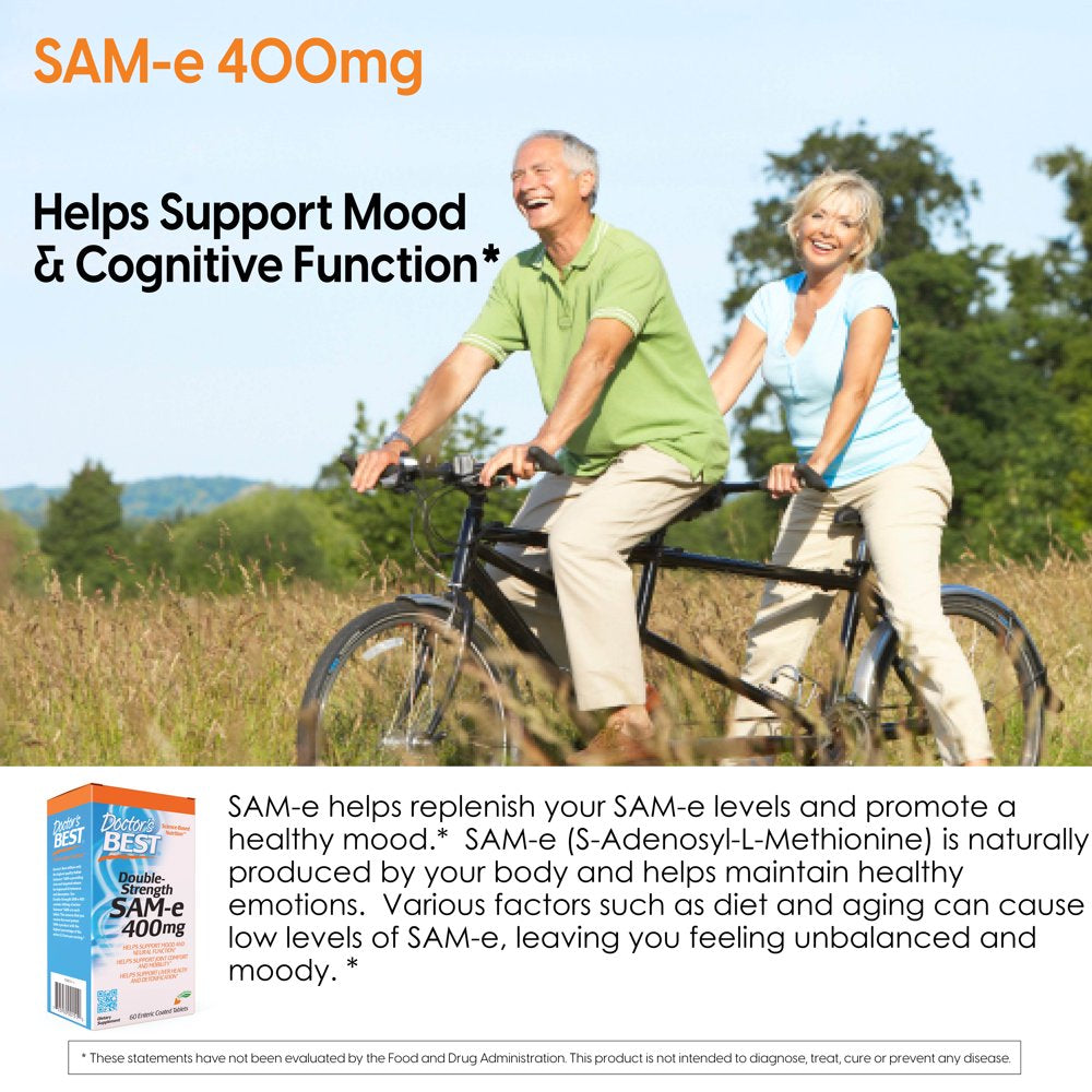 Doctor'S Best Sam-E 400 Mg, Vegan, Gluten Free, Soy Free, Mood and Joint Support, 60 Enteric Coated Tablets