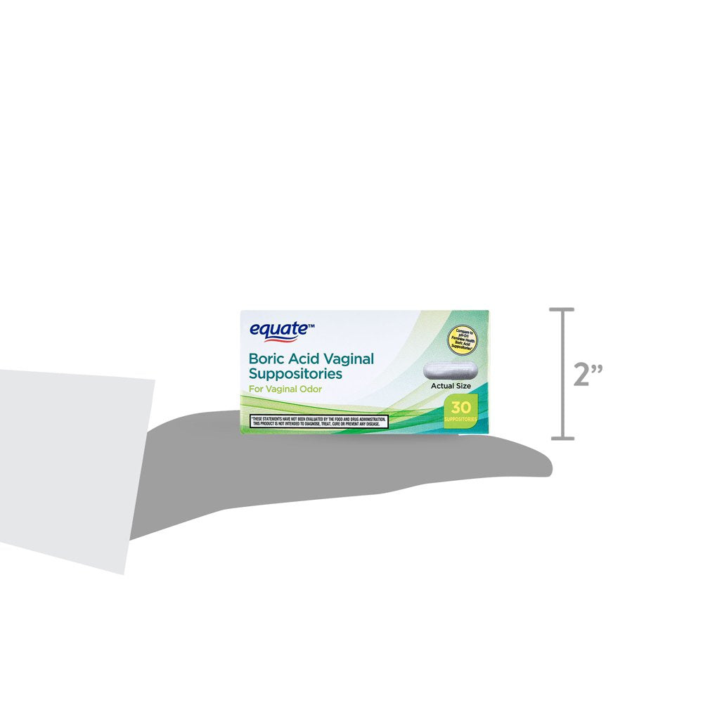 Equate Boric Acid Vaginal Suppositories for Vaginal Odor, 30 Ct