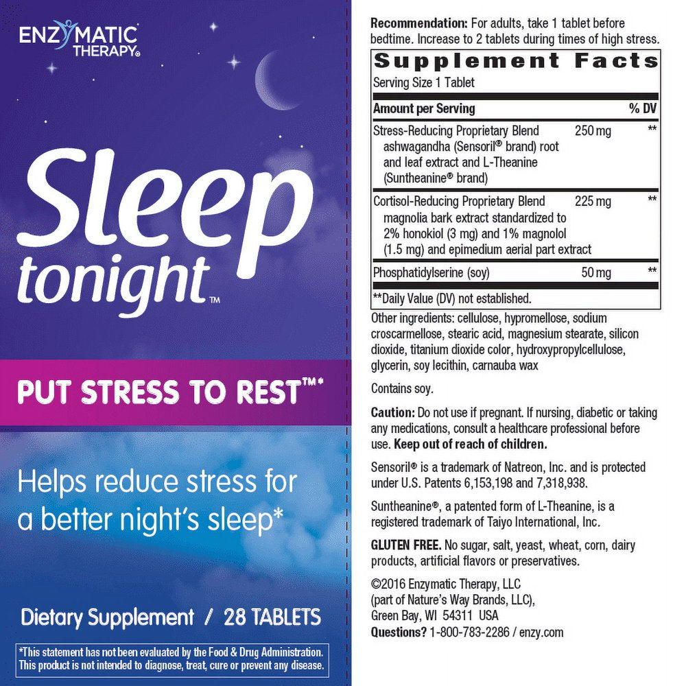 Enzymatic Therapy Sleep Tonight, Stress-Reducing Sleep Aid, 28 Tablets