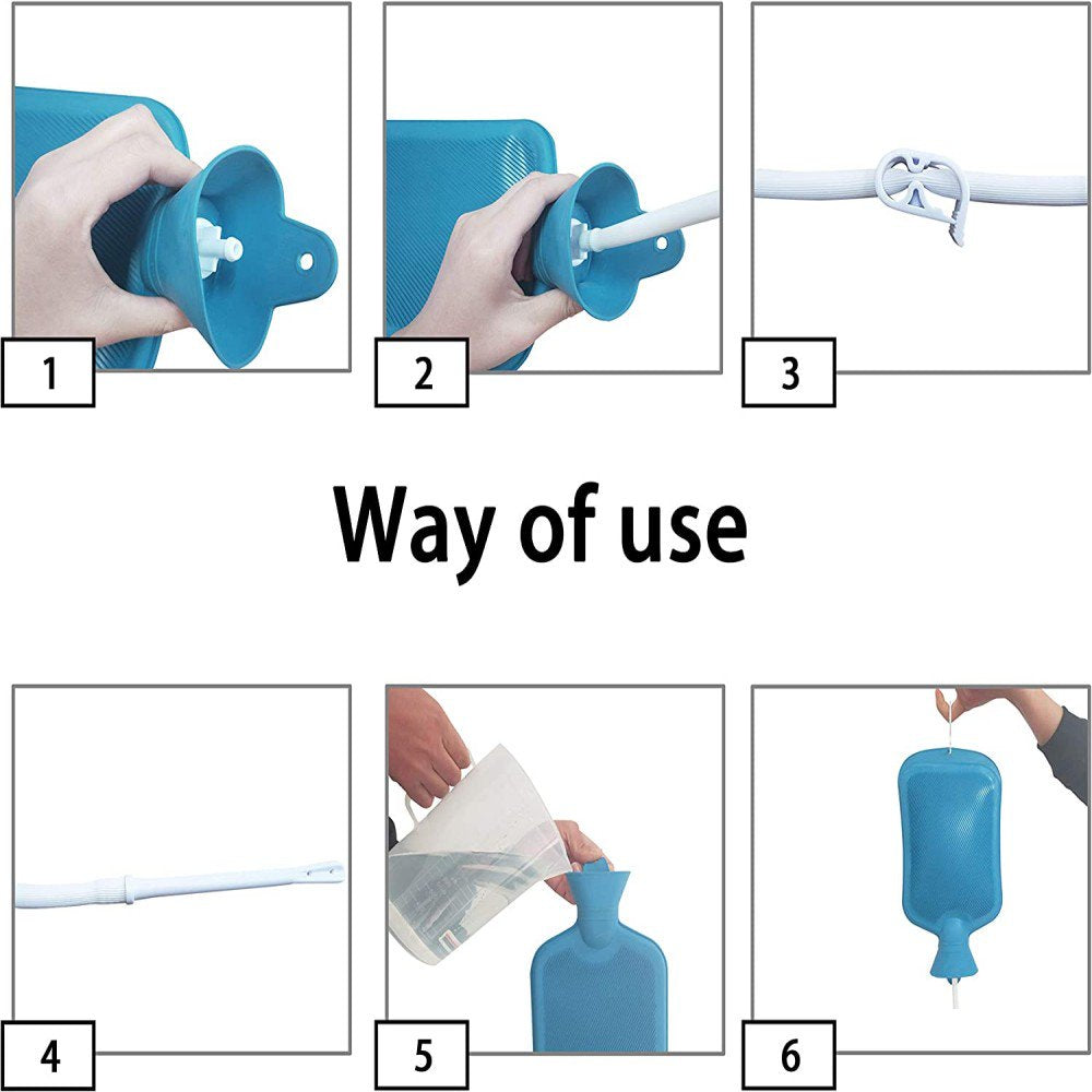 Enema Bag Kit Rubber Anal Douche Vaginal Douche Enema Cleaner for Women’S or Man’S Health (Blue, 2L)