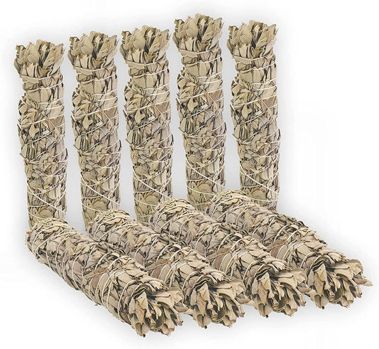 9 White Sage Smudge Sticks, Purifying Cleansing Herb Positive Energy Stress Relief Aromatherapy Mood Booster for Yoga, Meditation, Release Negativity | Pack of 9 Medium Sticks 5-6 inches (12-15 cm)