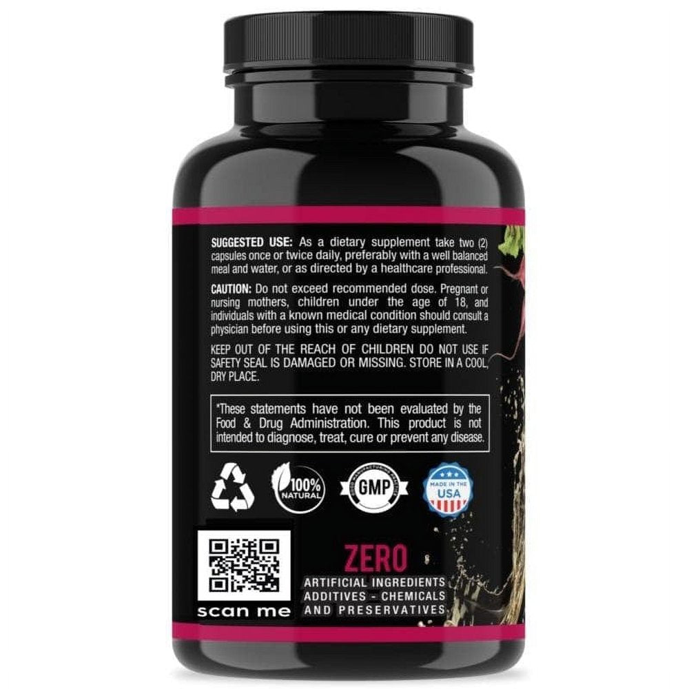 Angry Supplements Apple Cider Vinegar + Beet Root Capsules, Detox Pills, Nitric Oxide + Energy Booster (1-Bottle)