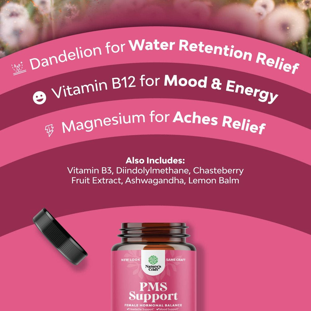 Advanced PMS Support Supplement for Women - Multibenefit PMS Relief Complex for Low Energy Mood Support Period Cramps and Bloating Relief for Women - Menstrual Hormonal Balance for Women (60 Capsules)