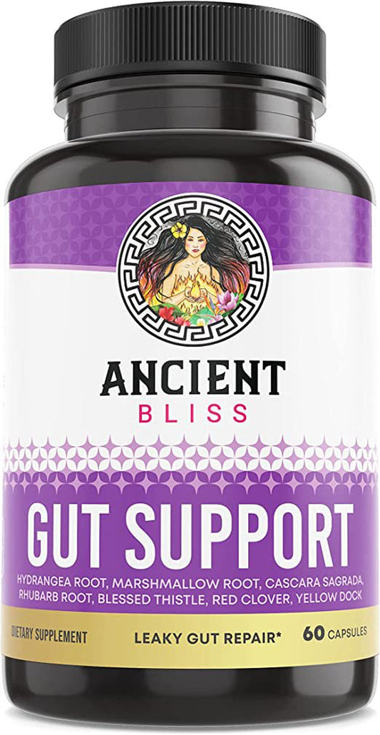 Ancient Bliss Leaky Gut Supplement, L Glutamine Capsules for Gut Support with Blessed Thistle and Hydrangea Root, Helps in Digestive Tract Promotes Digestion, Vega - 60 Capsules