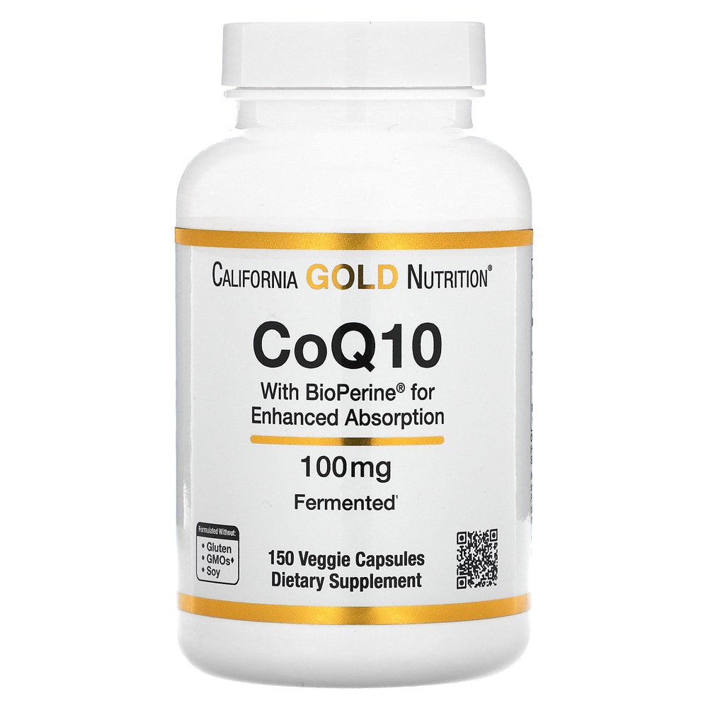 Coq10 by California Gold Nutrition - Usp-Verified, Fermented Coenzyme Q10 with Bioperine - Mitochondrial Support - Vegan Friendly - Gluten Free, Non-Gmo - 100 Mg - 150 Veggie Capsules