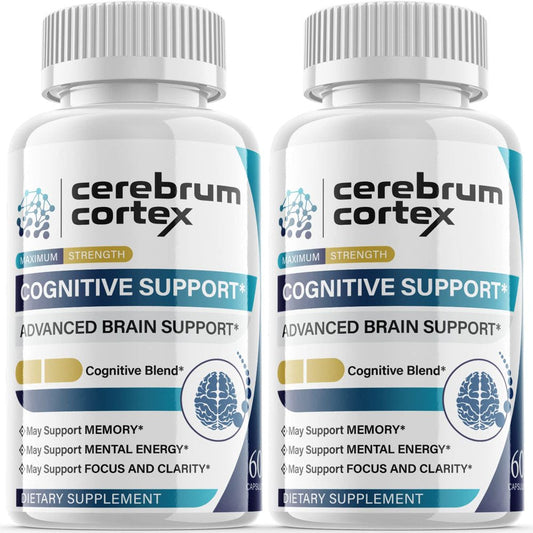 (2 Pack) Cerebrum Cortex - Nootropic Memory Booster Dietary Supplement for Focus, Memory, Clarity, & Energy - Advanced Cognitive Support Formula for Maximum Strength - 120 Capsules - Nutricity.com.au