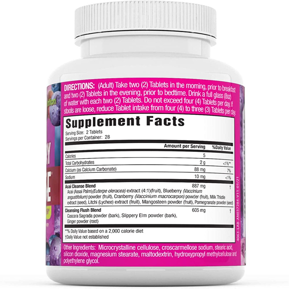 Applied Nutrition Acai Berry Cleanse Weight-Loss Support Flush Supplement Tablet, 56 Ct