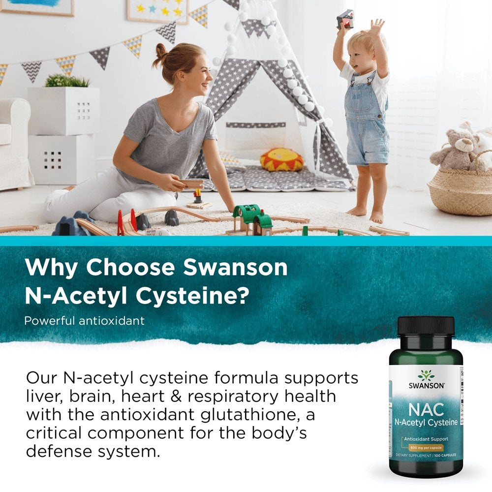 Swanson NAC N-Acetyl Cysteine Antioxidant Anti-Aging Liver Support & Amino Acids Supplement 600 Mg 100 Capsules
