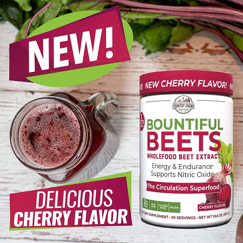 Country Farms Bountiful Beet Extract Nitric Oxide, Cherry, 10.6Oz, 4-Pack