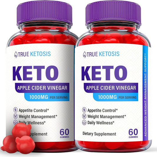 (2 Pack) True Ketosis Keto ACV Gummies - Apple Cider Vinegar Supplement for Weight Loss - Energy & Focus Boosting Dietary Supplements for Weight Management & Metabolism - Fat Burn - 120 Gummies - Nutricity.com.au